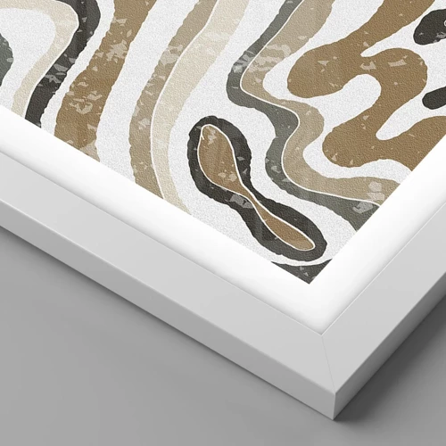 Plagát v bielom ráme - Meandre zemitých farieb - 70x50 cm