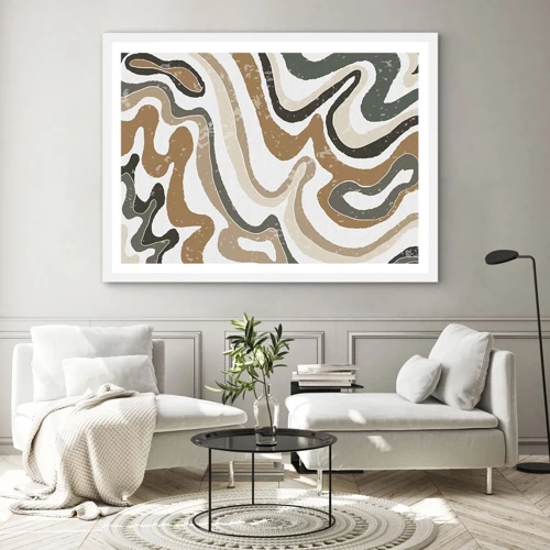 Plagát v bielom ráme - Meandre zemitých farieb - 91x61 cm