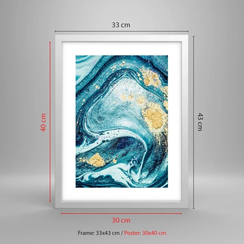 Plagát v bielom ráme - Modrý vír - 30x40 cm