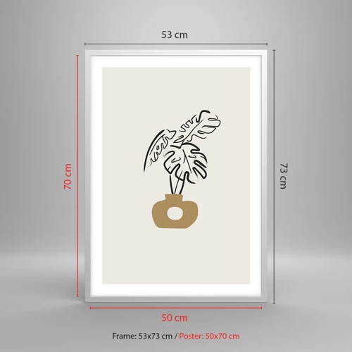 Plagát v bielom ráme - Monstera – ozdoba pre domácnosť - 50x70 cm