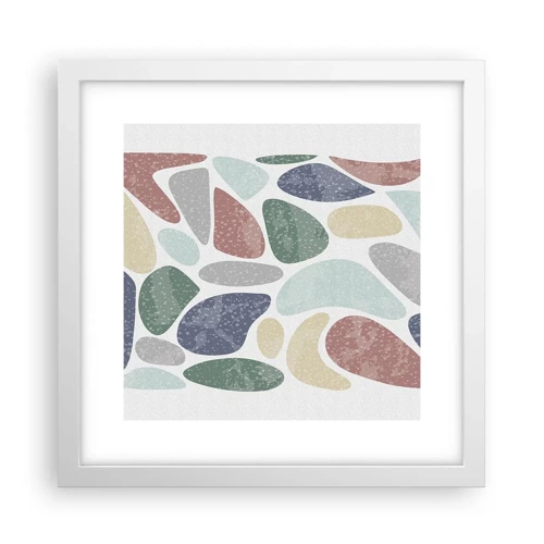 Plagát v bielom ráme - Mozaika práškových farieb - 30x30 cm