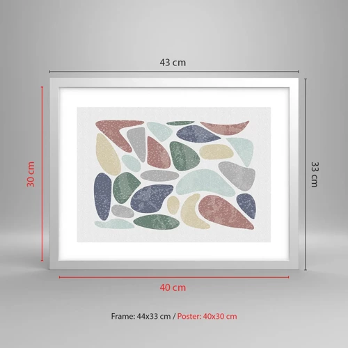 Plagát v bielom ráme - Mozaika práškových farieb - 40x30 cm