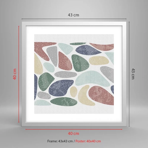 Plagát v bielom ráme - Mozaika práškových farieb - 40x40 cm