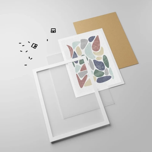 Plagát v bielom ráme - Mozaika práškových farieb - 40x50 cm