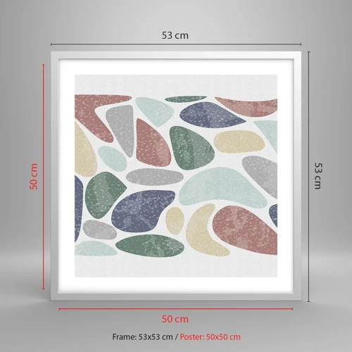 Plagát v bielom ráme - Mozaika práškových farieb - 50x50 cm