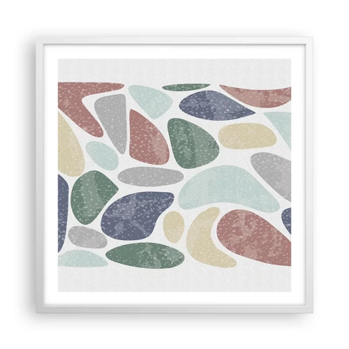 Plagát v bielom ráme - Mozaika práškových farieb - 60x60 cm