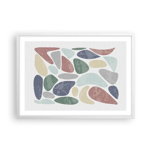 Plagát v bielom ráme - Mozaika práškových farieb - 70x50 cm