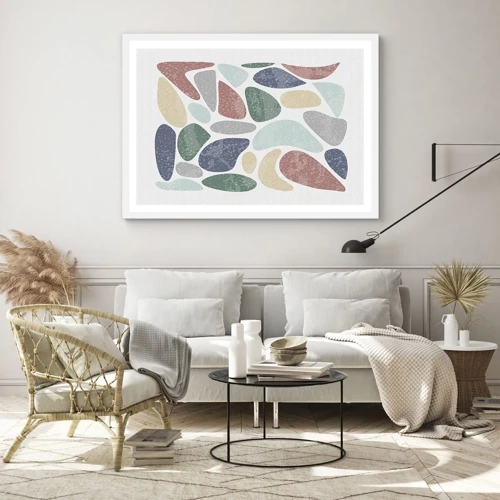 Plagát v bielom ráme - Mozaika práškových farieb - 70x50 cm