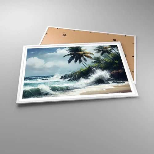 Plagát v bielom ráme - Na tropickom pobreží - 100x70 cm