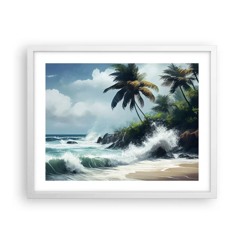 Plagát v bielom ráme - Na tropickom pobreží - 50x40 cm