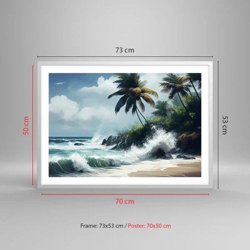 Plagát v bielom ráme - Na tropickom pobreží - 70x50 cm