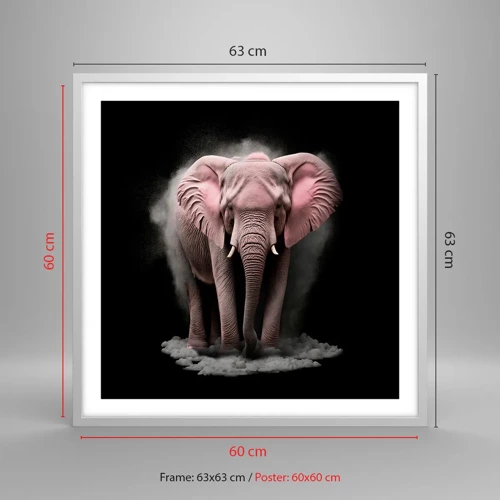 Plagát v bielom ráme - Nemysli na ružového slona! - 60x60 cm