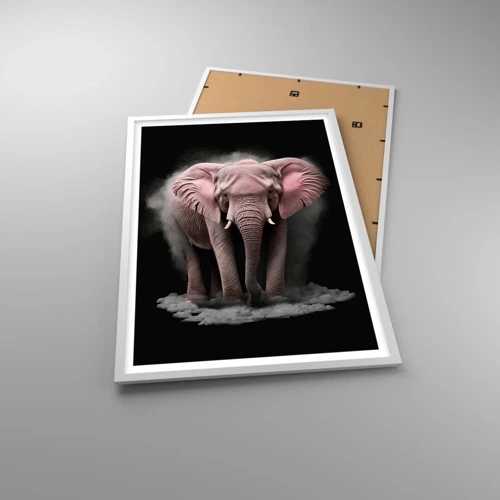 Plagát v bielom ráme - Nemysli na ružového slona! - 61x91 cm