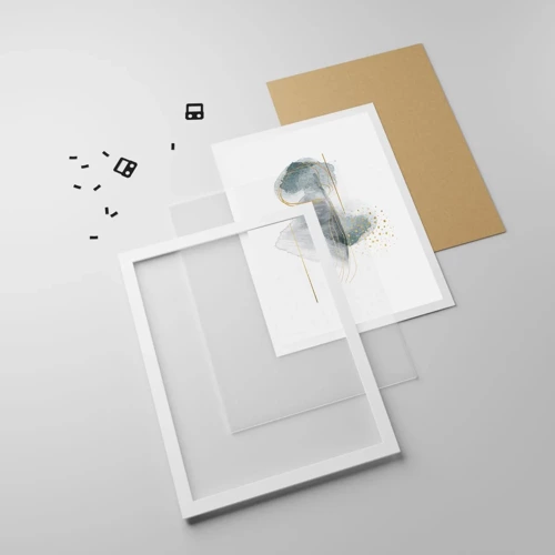 Plagát v bielom ráme - O vzťahu medzi šedou a zlatou - 70x100 cm