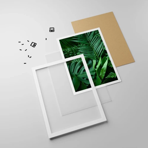 Plagát v bielom ráme - Objaté v zeleni - 50x70 cm