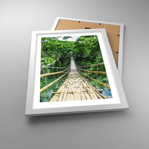 Plagát v bielom ráme - Opičí most nad zeleňou - 30x40 cm
