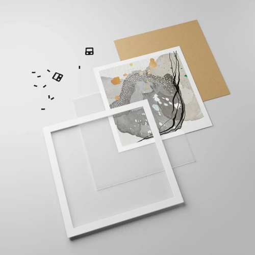 Plagát v bielom ráme - Organická kompozícia - 60x60 cm