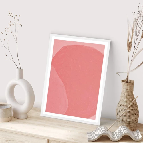 Plagát v bielom ráme - Organická kompozícia v ružovej - 50x70 cm