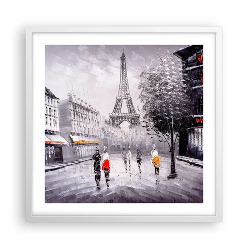 Plagát v bielom ráme - Parížska prechádzka - 50x50 cm