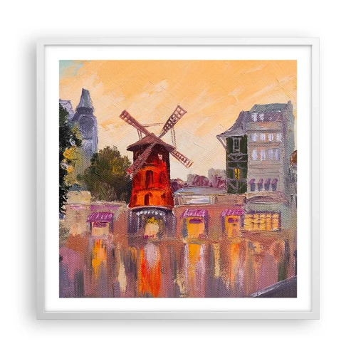 Plagát v bielom ráme - Parížske ikony – Moulin Rouge - 60x60 cm