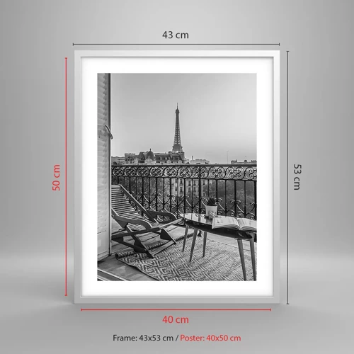 Plagát v bielom ráme - Parížske popoludnie - 40x50 cm