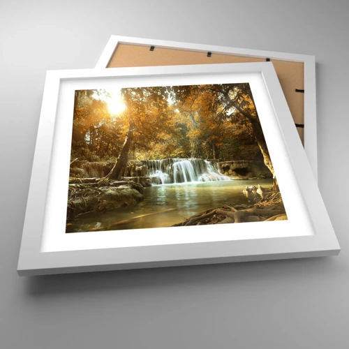 Plagát v bielom ráme - Parkový vodopád - 30x30 cm