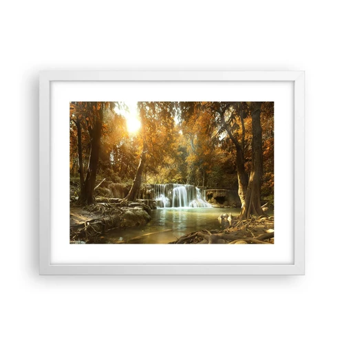 Plagát v bielom ráme - Parkový vodopád - 40x30 cm