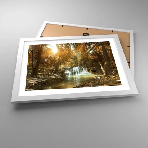 Plagát v bielom ráme - Parkový vodopád - 40x30 cm