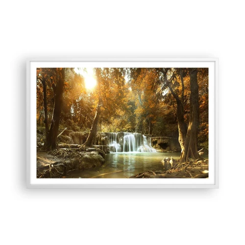 Plagát v bielom ráme - Parkový vodopád - 91x61 cm