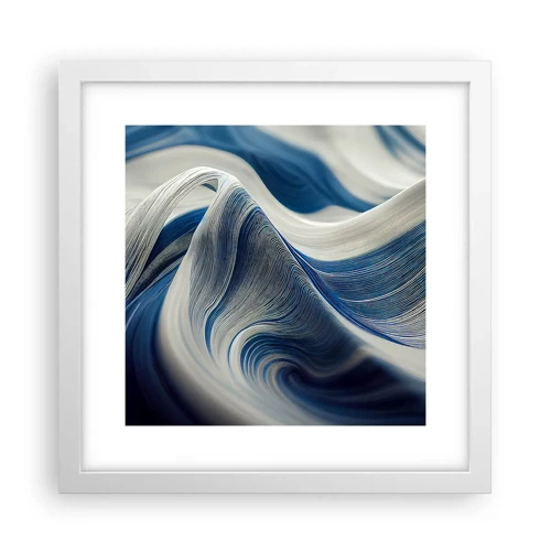 Plagát v bielom ráme - Plynulosť modrej a bielej - 30x30 cm