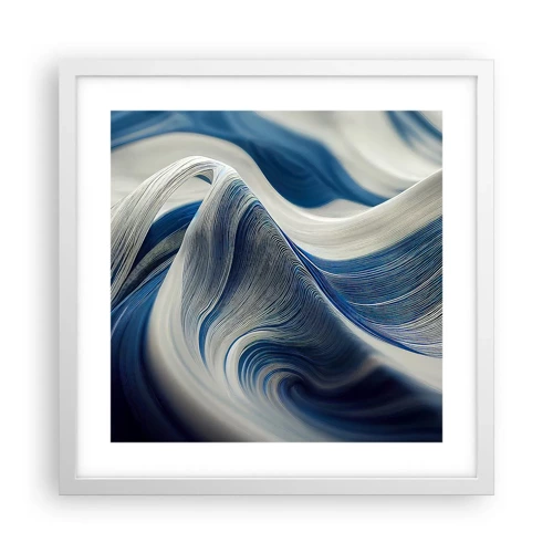Plagát v bielom ráme - Plynulosť modrej a bielej - 40x40 cm