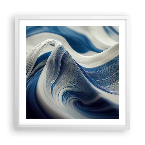 Plagát v bielom ráme - Plynulosť modrej a bielej - 50x50 cm