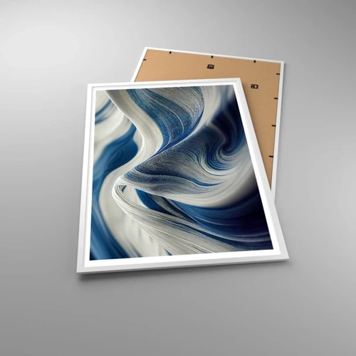 Plagát v bielom ráme - Plynulosť modrej a bielej - 70x100 cm