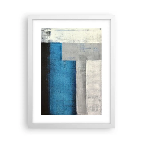 Plagát v bielom ráme - Poetická kompozícia šedej a modrej - 30x40 cm