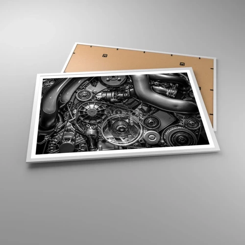Plagát v bielom ráme - Poézia mechaniky - 91x61 cm
