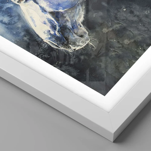 Plagát v bielom ráme - Portrét v modrej žiare - 100x70 cm