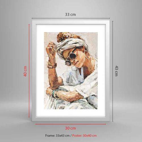 Plagát v bielom ráme - Portrét v plnom slnku - 30x40 cm