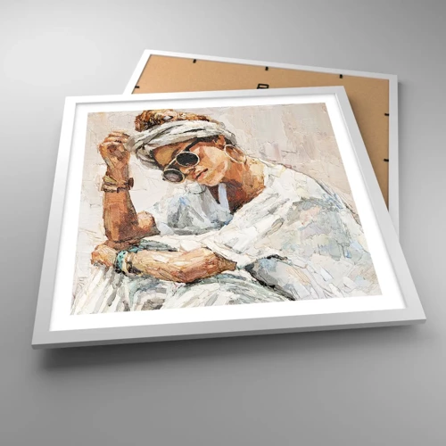 Plagát v bielom ráme - Portrét v plnom slnku - 50x50 cm