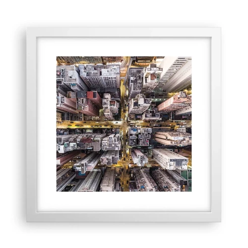 Plagát v bielom ráme - Pozdrav z Hongkongu - 30x30 cm