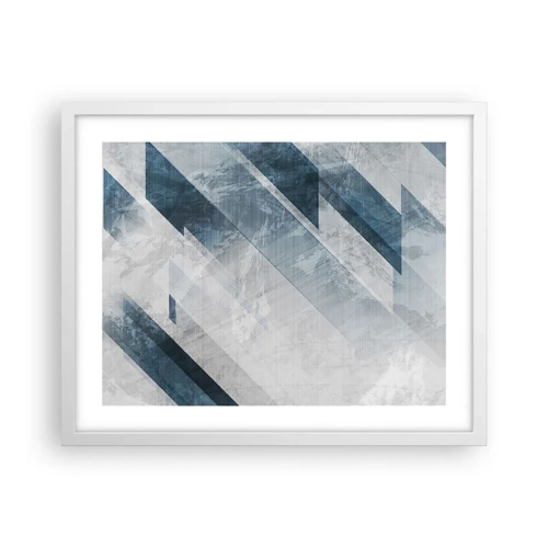 Plagát v bielom ráme - Priestorová kompozícia – pohyb šedej - 50x40 cm