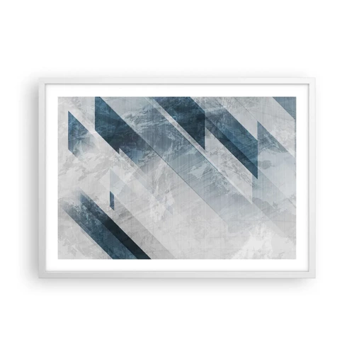 Plagát v bielom ráme - Priestorová kompozícia – pohyb šedej - 70x50 cm