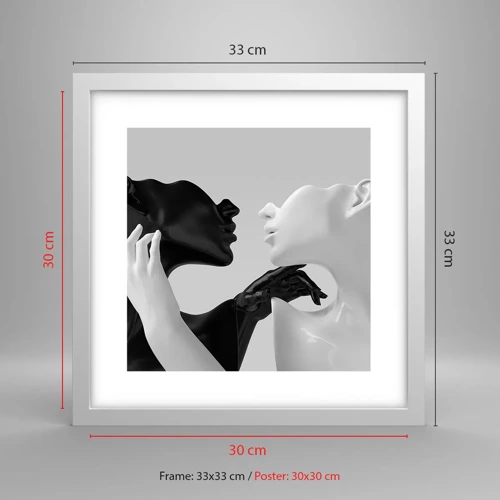 Plagát v bielom ráme - Príťažlivosť – túžba - 30x30 cm