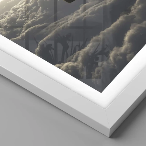 Plagát v bielom ráme - Pútnik nad oblakmi - 91x61 cm