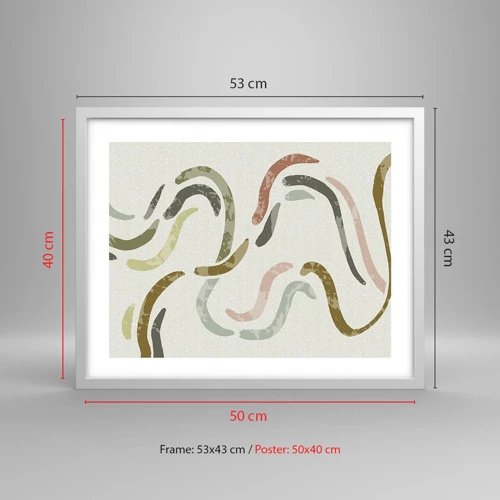 Plagát v bielom ráme - Radostný tanec abstrakcie - 50x40 cm