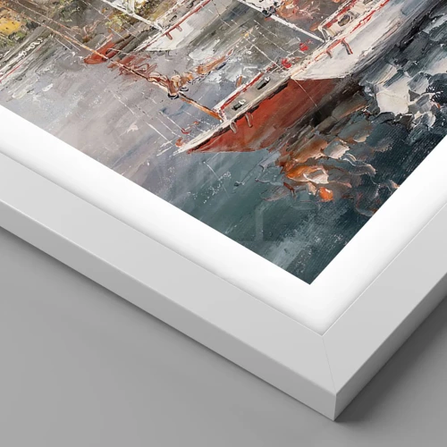 Plagát v bielom ráme - Romantický prístav - 50x70 cm