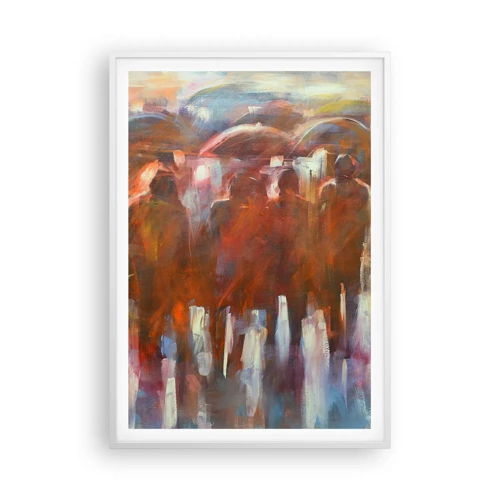 Plagát v bielom ráme - Rovnocenní v daždi a hmle - 70x100 cm