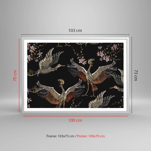 Plagát v bielom ráme - Rozprávkový vták - 100x70 cm