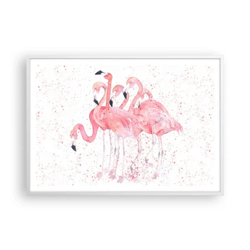Plagát v bielom ráme - Ružový ansámbl - 100x70 cm