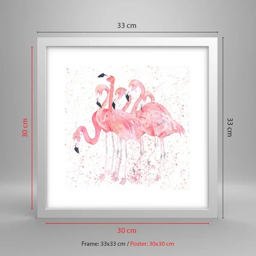 Plagát v bielom ráme - Ružový ansámbl - 30x30 cm