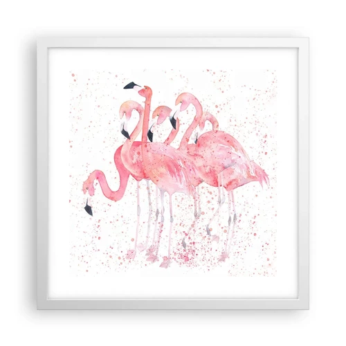 Plagát v bielom ráme - Ružový ansámbl - 40x40 cm